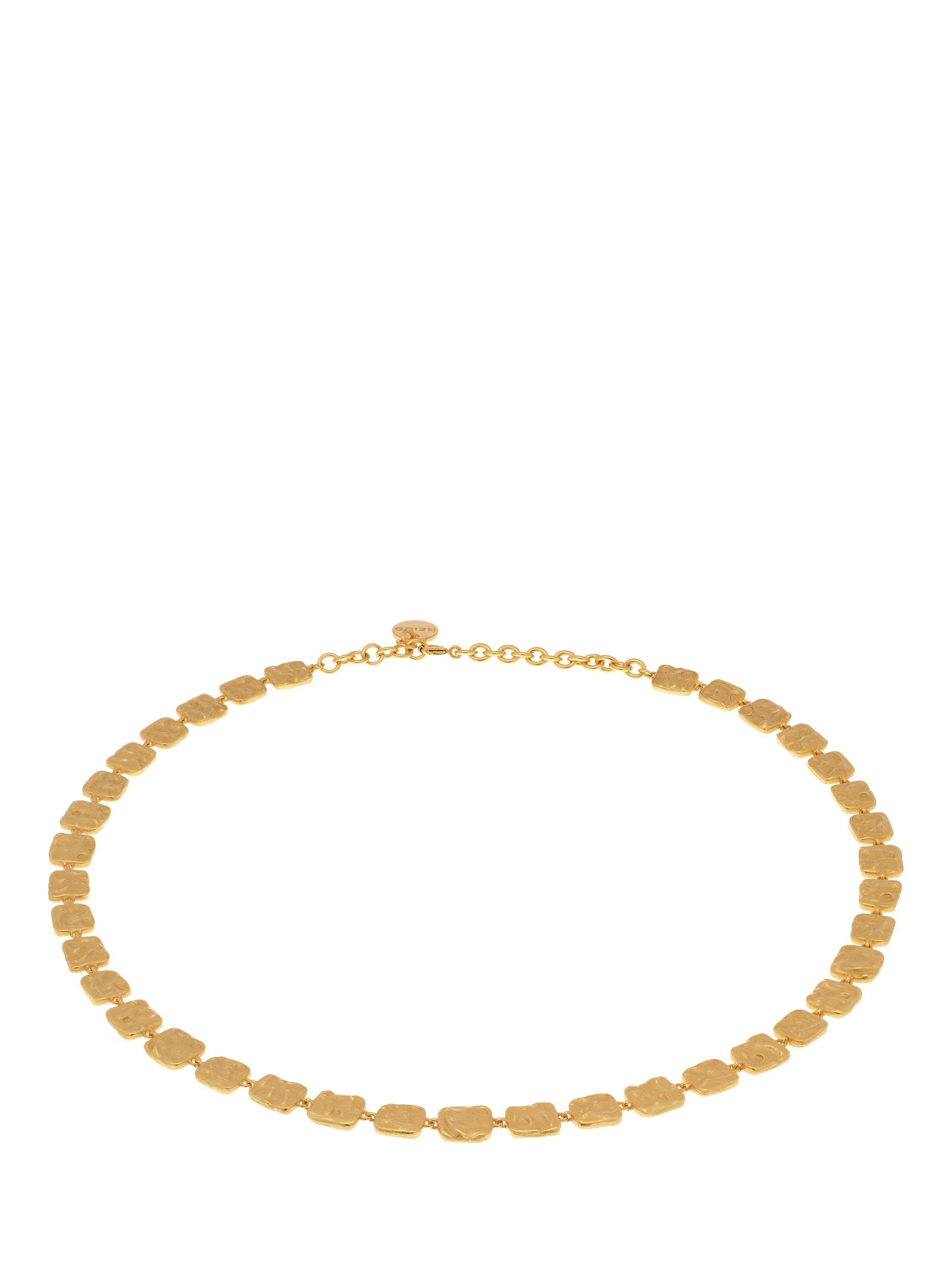Product image 4 of 6, which shows Reiss Mila Molten Square Chain Necklace, Gold