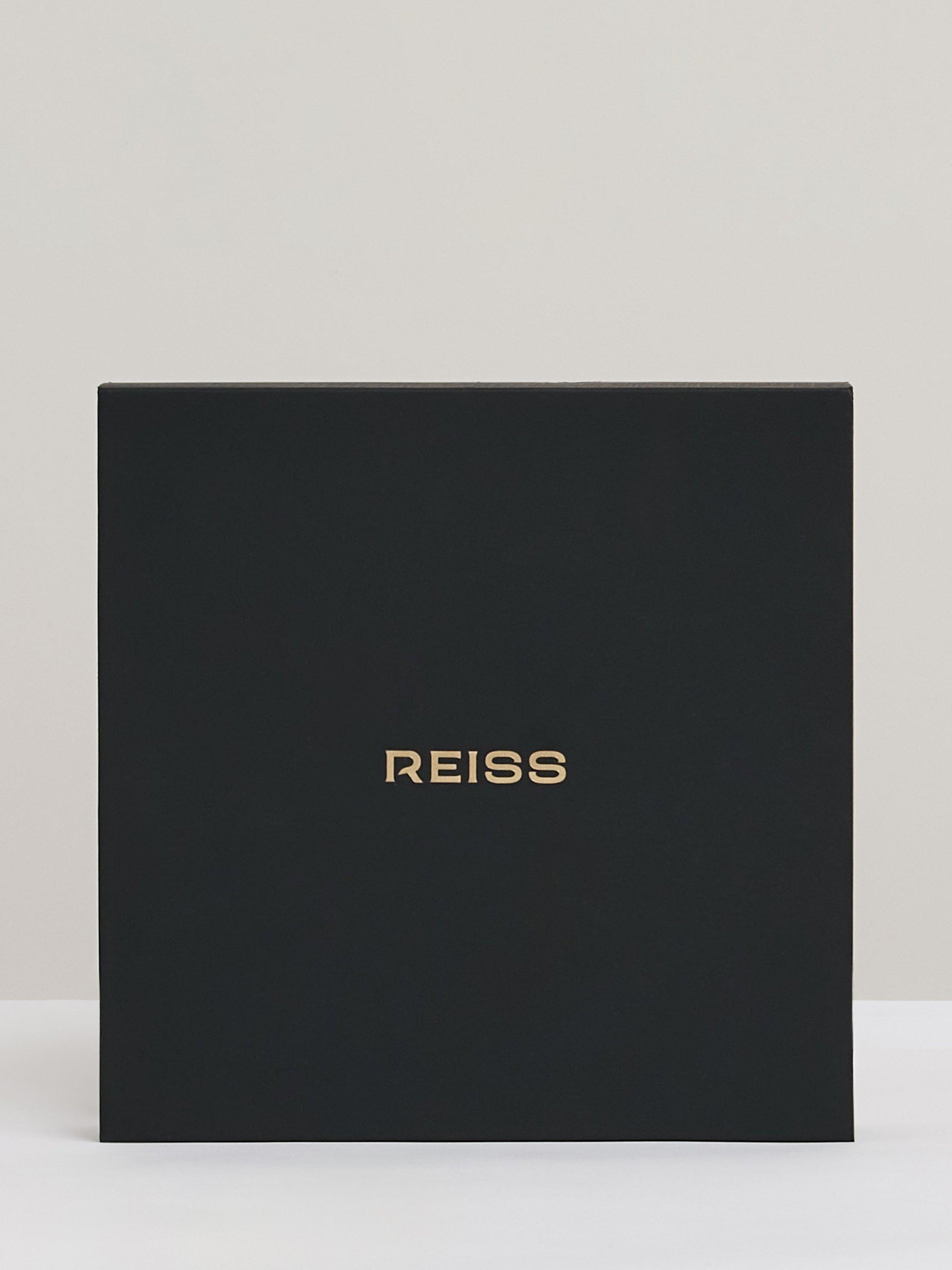 Product image 6 of 6, which shows Reiss Mila Molten Square Chain Necklace, Gold