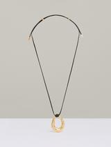 Reiss Momo Molten Link Pendant Necklace, Gold Tone/Brown