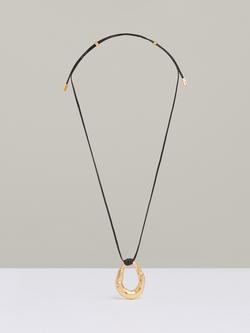 Reiss Momo Molten Link Pendant Necklace, Gold Tone/Brown, Gold Tone, Brown