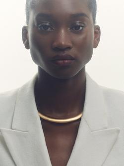 Reiss Poppy Polished Curve Choker, Gold - view 2, Gold