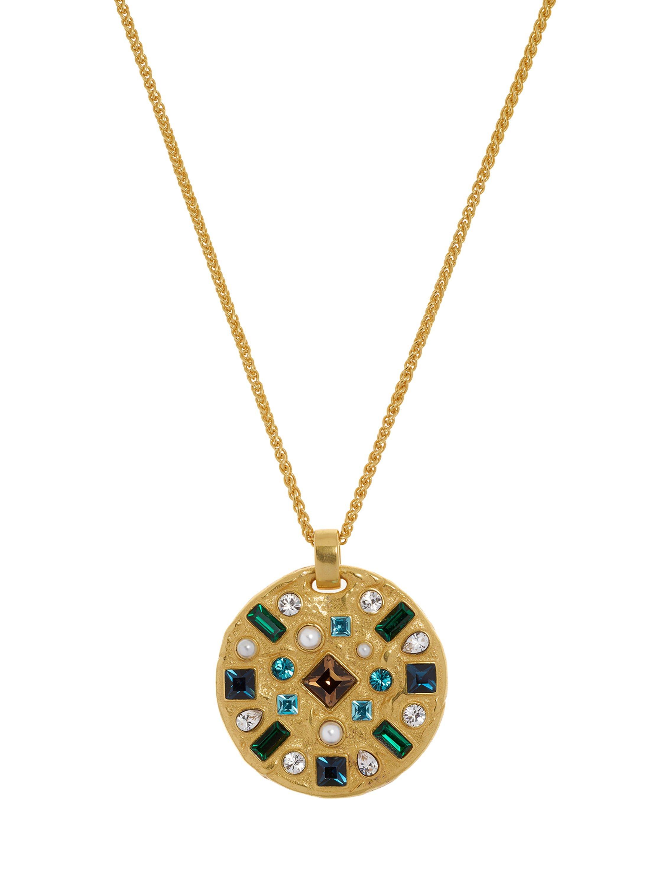 Product image 4 of 6, which shows Reiss Skye Crystal Coin Pendant Necklace, Gold/Multi
