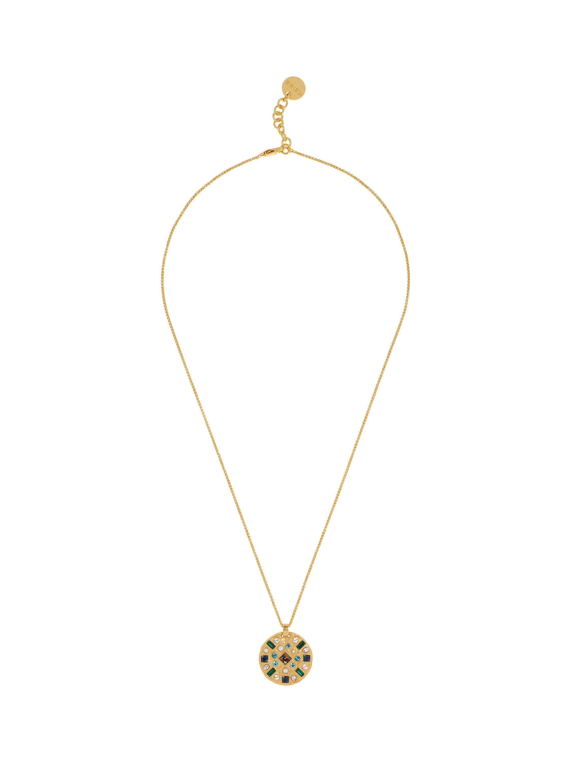 Product image 5 of 6, which shows Reiss Skye Crystal Coin Pendant Necklace, Gold/Multi