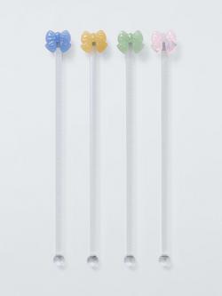 John Lewis Bow Cocktail Stirrer Swizzle Sticks, Set of 4, Multi, Clear