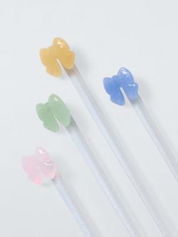 John Lewis Bow Cocktail Stirrer Swizzle Sticks, Set of 4, Multi - view 2, Clear