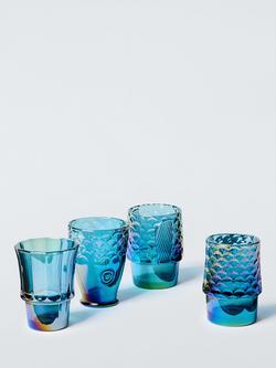 John Lewis Fish Stacking Glass Tumblers, Set of 4, Iridescent - view 2, Irridescent