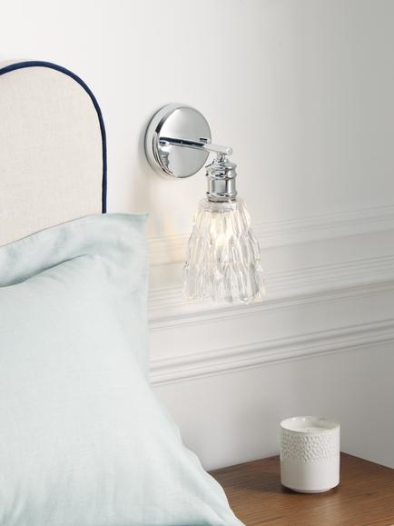 John Lewis Marlow Crystal Glass Wall Light, Chrome - view 2, Chrome