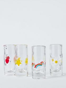 John Lewis Icon Shot Glass, Set of 4, Clear/Multi, Clear