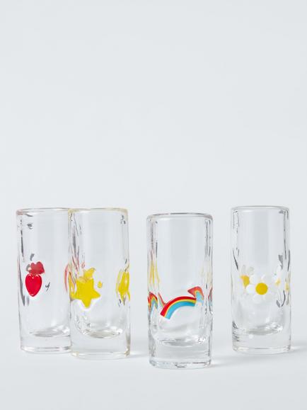 John Lewis Icon Shot Glass, Set of 4, Clear/Multi, Clear