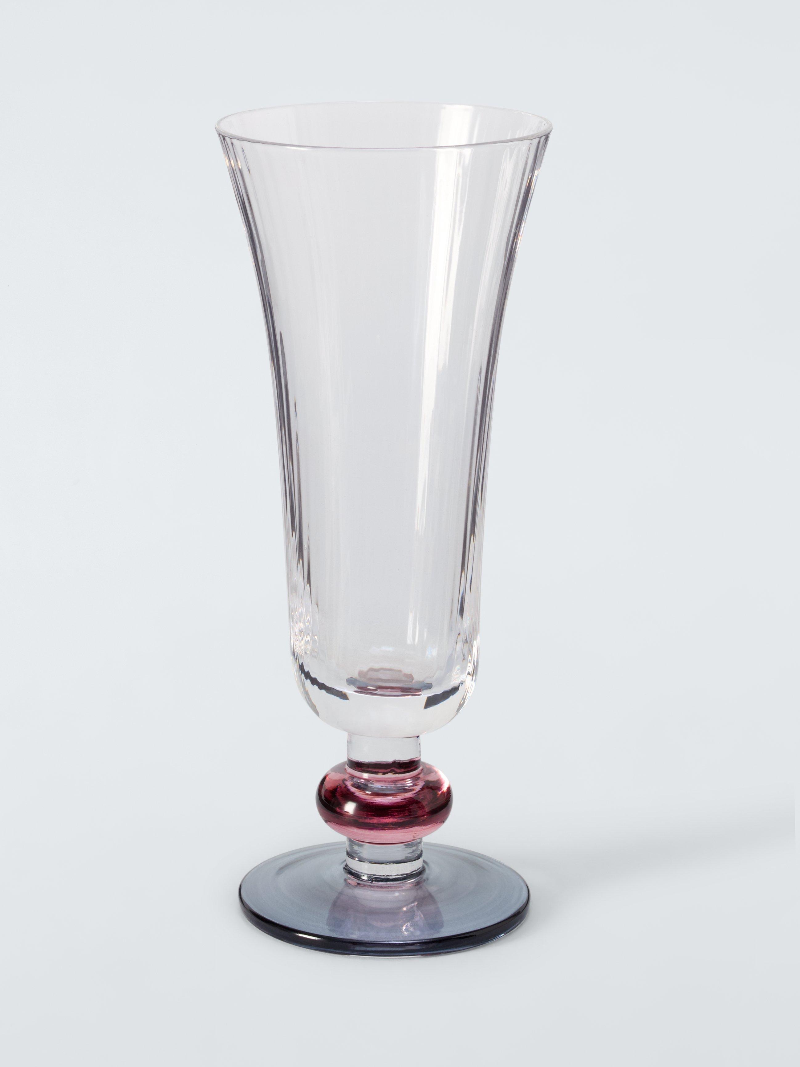 John Lewis Beaded Stem Ribbed Glass Champagne Flute, Set of 2