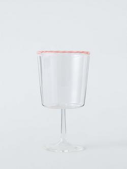 John Lewis Candy Stripe Rim Wine Glass Tumbler, 310ml, Clear, Clear