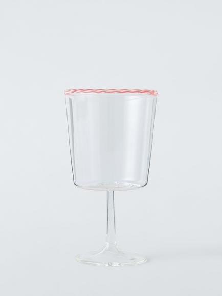 John Lewis Candy Stripe Rim Wine Glass Tumbler, 310ml, Clear, Clear