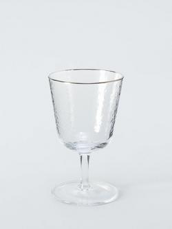 John Lewis Silver Rim Hammered Wine Glass, Set of 2, 200ml, Clear - view 2, Clear