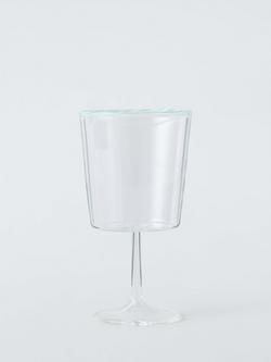 John Lewis Stripe Rim Wine Glass, 310ml, Light Blue/Clear, Clear