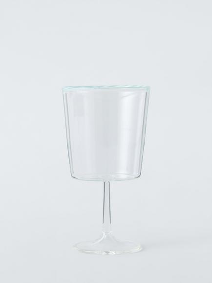 John Lewis Stripe Rim Wine Glass, 310ml, Light Blue/Clear, Clear