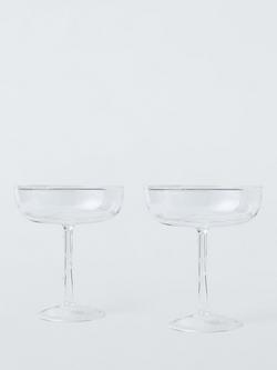 John Lewis White Polka Dot Coupe Cocktail Glass, Set of 2, 185ml, Clear, Clear