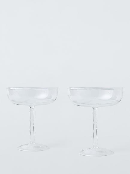 John Lewis White Polka Dot Coupe Cocktail Glass, Set of 2, 185ml, Clear, Clear
