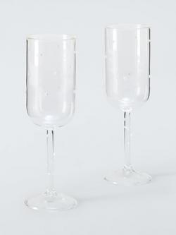 John Lewis White Polka Dot Glass Champagne Flute, Set of 2, 245ml, Clear, Clear