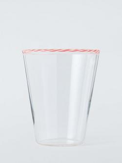 John Lewis Candy Stripe Rim Glass Tumbler, 315ml, Clear, Clear