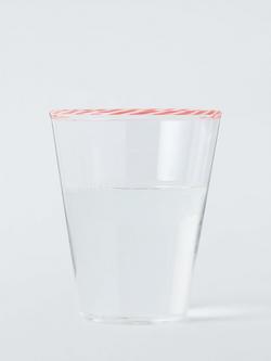 John Lewis Candy Stripe Rim Glass Tumbler, 315ml, Clear - view 2, Clear