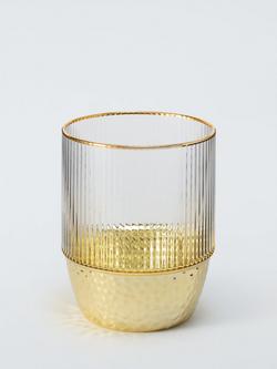 John Lewis Gold Base Ribbed Glass Tumbler, Set of 2, 325ml - view 2, Clear