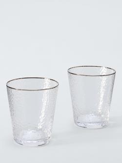 John Lewis Silver Rim Hammered Glass Tumbler, Set of 2, 250ml, Clear, Clear