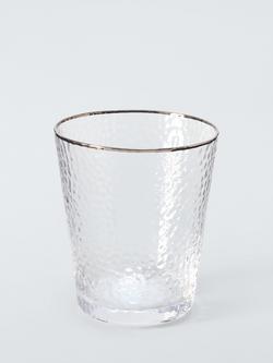 John Lewis Silver Rim Hammered Glass Tumbler, Set of 2, 250ml, Clear - view 2, Clear