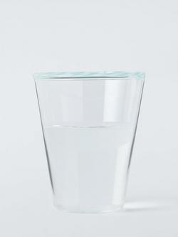 John Lewis Stripe Rim Glass Tumbler, 315ml, Light Blue/Clear - view 2, Clear