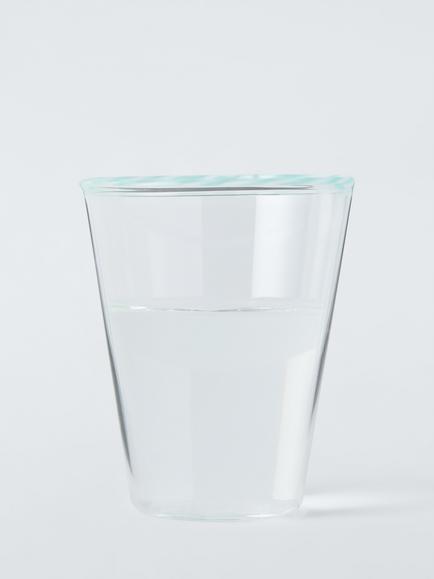 John Lewis Stripe Rim Glass Tumbler, 315ml, Light Blue/Clear - view 2, Clear