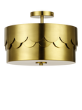 John Lewis Bea Scallop Semi Flush Ceiling Light, Brass