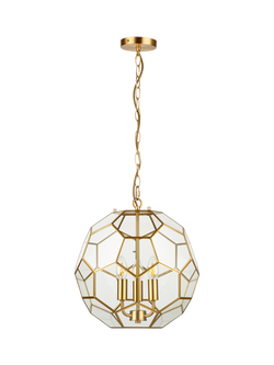 John Lewis Geometric Glass Ball Pendant Ceiling Light, Gold, Brass
