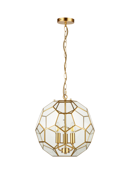 John Lewis Geometric Glass Ball Pendant Ceiling Light, Gold, Brass