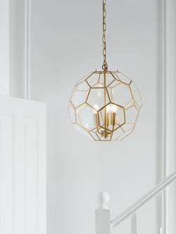 John Lewis Geometric Glass Ball Pendant Ceiling Light, Gold - view 2, Brass