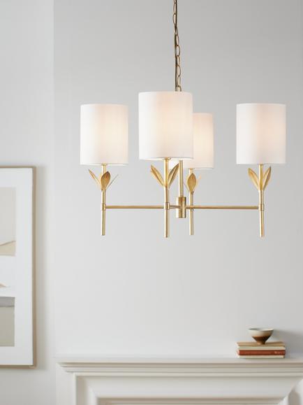 John Lewis Linden 4 Arm Chandelier Ceiling Light, Brass - view 2, Brass
