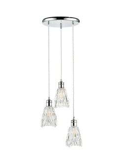 John Lewis Marlow 3 Crystal Glass Pendant Cluster Ceiling Light, Chrome, Chrome