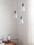 John Lewis Marlow 3 Crystal Glass Pendant Cluster Ceiling Light, Chrome