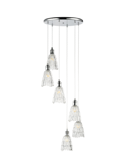 John Lewis Marlow 6 Crystal Glass Pendant Cluster Ceiling Light, Chrome, Chrome