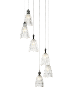 John Lewis Marlow 6 Crystal Glass Pendant Cluster Ceiling Light, Chrome - view 2, Chrome