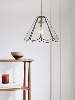 John Lewis Scalloped Pendant Ceiling Shade, Brass - view 2, Brass