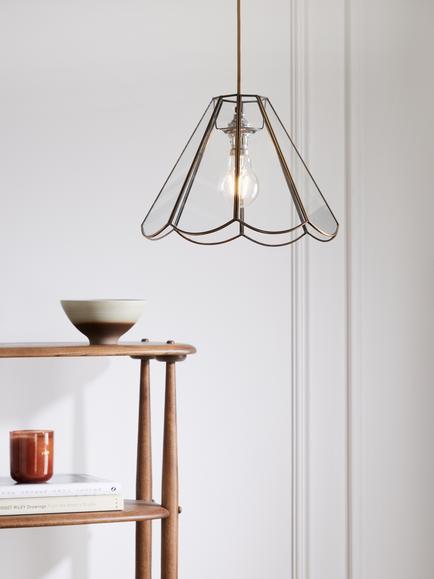 John Lewis Scalloped Pendant Ceiling Shade, Brass - view 2, Brass