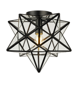 John Lewis Star Semi Flush Pendant Ceiling Light, Black
