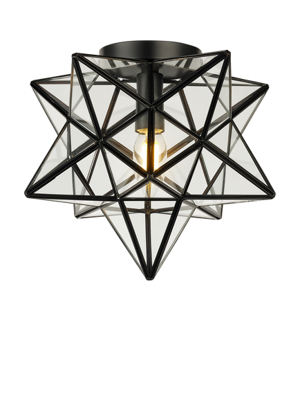 John Lewis Star Semi Flush Pendant Ceiling Light, Black
