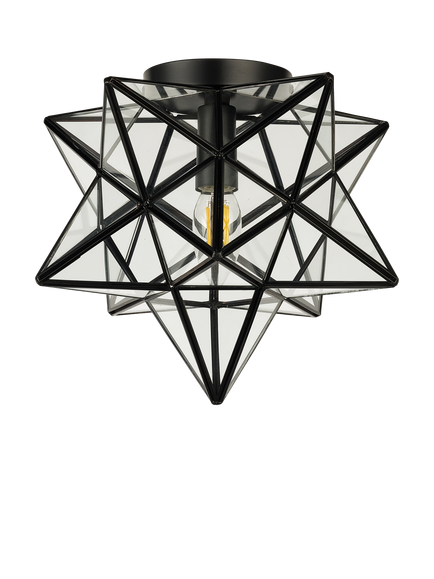 John Lewis Star Semi Flush Pendant Ceiling Light - view 2, Black