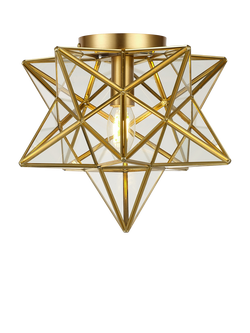John Lewis Star Semi Flush Pendant Ceiling Light, Brass Gold