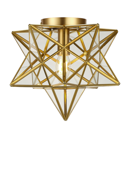 John Lewis Star Semi Flush Pendant Ceiling Light, Brass Gold