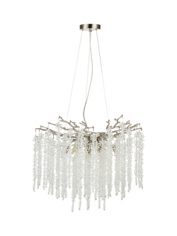 John Lewis Wisteria Crystal Glass Chandelier Ceiling Light, Satin Nickel
