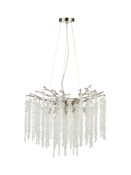 John Lewis Wisteria Crystal Glass Chandelier Ceiling Light, Satin Nickel