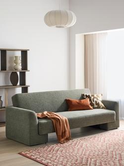 John Lewis Hush 3 Seater Sofa Bed, Green Chenille - view 2, Green Chenille