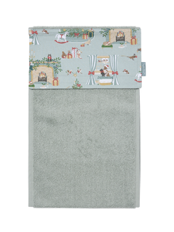 Sophie Allport Cosy Christmas Cotton Roller Hand Towel, Dusty Blue, Green