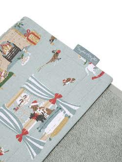 Sophie Allport Cosy Christmas Cotton Roller Hand Towel, Dusty Blue - view 2, Green